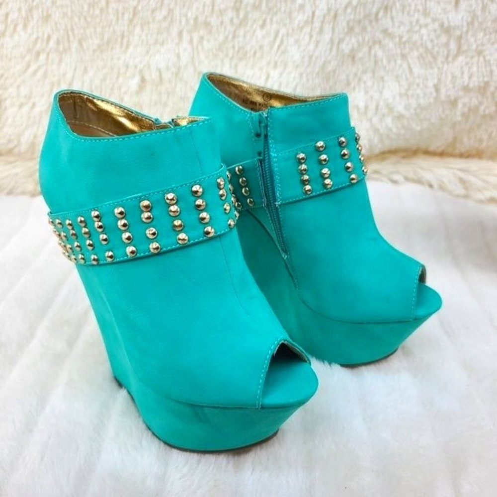 * Alexa by Mona Mia Faux Leather Wedge Booty